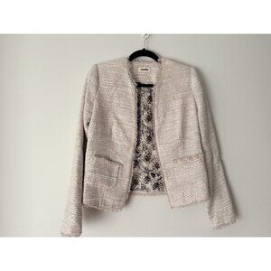 L'Agence Tweed Collarless Blazer Jacket 2 Small EUC Oatmeal Ivory